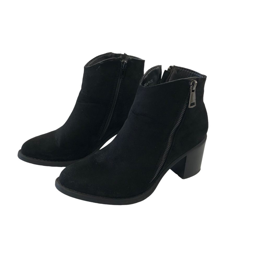 Hot Kiss Beatrice Heeled Ankle Boots Bootie size 8 with Double Zipper in Black